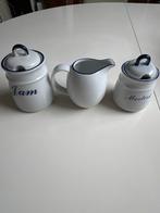 Stenen Jam-, Mosterdpotje & Melkkannetje, Gebruikt, Keramiek, Overige typen, Ophalen of Verzenden