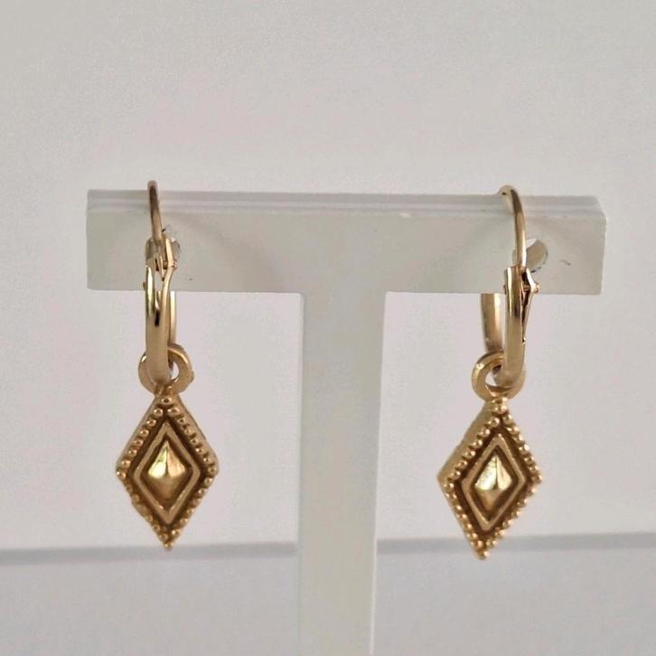Zilveren oorbellen creolen 14 krt gecoat bedel hangers new, Sieraden, Tassen en Uiterlijk, Oorbellen, Nieuw, Hangers, Zilver, Goud