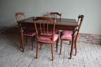 Prachtige antieke mahonie eettafel, eethoek met 4 stoelen.