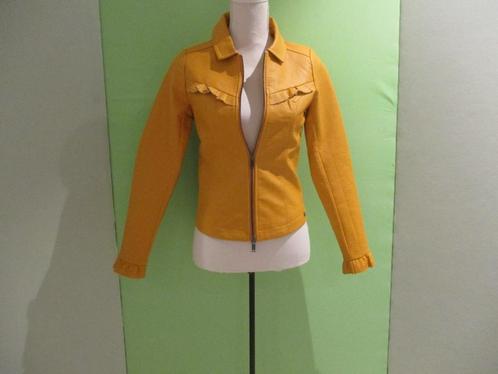Emma (imitatie) leren jack maat 34, Kleding | Dames, Jassen | Winter, Zo goed als nieuw, Maat 34 (XS) of kleiner, Geel, Verzenden