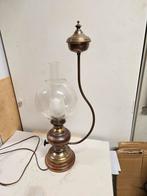 Antieke olielamp met glazen kap, Antiek en Kunst, Ophalen of Verzenden