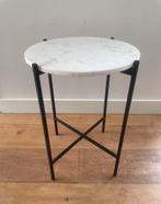 Bijzettafel met marmeren blad, Minder dan 55 cm, Metaal of Aluminium, Rond, Zo goed als nieuw
