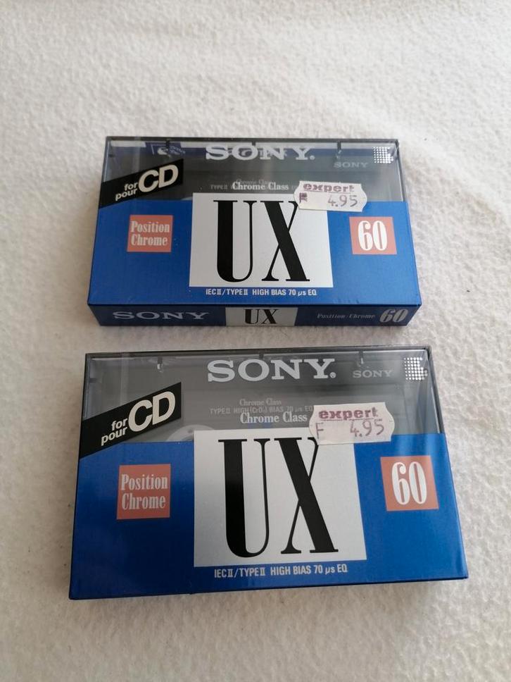2 nieuwe Sony UX 60 cassettebandjes in originele folie, Cd's en Dvd's, Cassettebandjes, Nieuw in verpakking, Onbespeeld, Overige genres