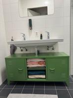 Metalen Wastafelkast - Groen, Huis en Inrichting, Badkamer | Badkamermeubels, Ophalen, Gebruikt, 100 tot 150 cm, Minder dan 100 cm