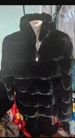 Zwart bont jas, Ophalen of Verzenden, Zo goed als nieuw, Maat 38/40 (M), Zwart