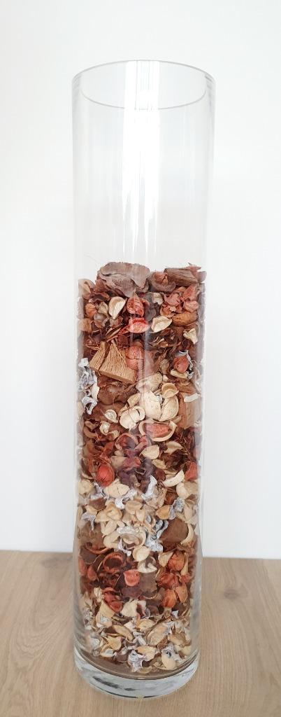 Decoratieve cilinder vaas + potpourri, Huis en Inrichting, Overige Huis en Inrichting, Zo goed als nieuw, Ophalen