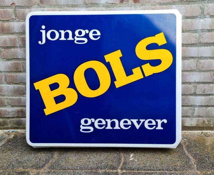 BOLS JONGE GENEVER reclamebord kunststof blauw geel wit top, Verzamelen, Merken en Reclamevoorwerpen, Gebruikt, Ophalen