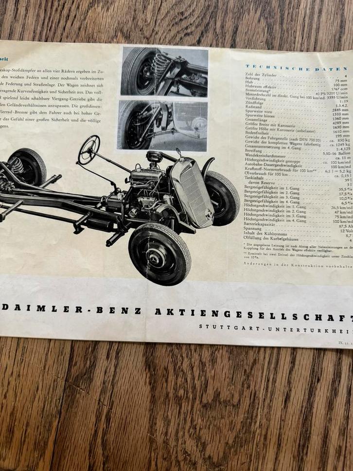 Mercedes 170 D Brochure - 1952 - Zeldzaam!, Boeken, Auto's | Boeken, Gelezen, Mercedes, Ophalen of Verzenden