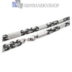 RVS Bi-color black zwarte koningsschakel ketting konings, Sieraden, Tassen en Uiterlijk, Kettingen, Verzenden, Nieuw, Zilver, Overige materialen