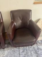 2 Leren Fauteuils - Vintage Stijl, Ophalen, Gebruikt, 50 tot 75 cm, Leer