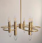 Mid Century Modern Gaetano Sciolari Kroonluchter 70s messing, Ophalen, Gebruikt, Metaal, Mid Century Modern
