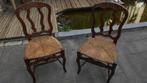 2 stuks antiek rieten stoelen zeer oud nog in prachtstaat, Ophalen