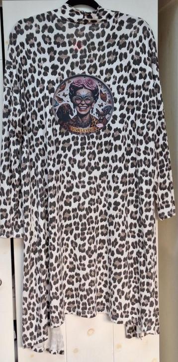Lang vest, Frida Kahlo viva la vida  dames vest panterprint  beschikbaar voor biedingen