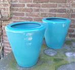 Handgemaakte, Portugese bloempotten (2), Rond, Tuin, Zo goed als nieuw, Minder dan 40 cm