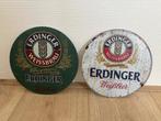 2x Vintage Erdinger Weissbier bord (20x20), Verzamelen, Biermerken, Ophalen of Verzenden, Zo goed als nieuw, Reclamebord, Plaat of Schild