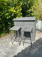 Wicker barset met 2 krukken, Tuin en Terras, Ophalen of Verzenden, Zo goed als nieuw, Wicker