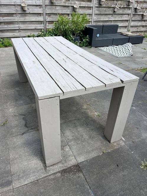 Tuintafel - hout - beige, Tuin en Terras, Tuintafels, Gebruikt, Rechthoekig, Hout, Ophalen