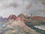 Landschap met boerderij en dorpje...omgeving Alekdoorn?, Antiek en Kunst, Ophalen of Verzenden