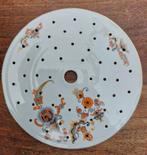 Brocante ronde porseleinen treef met bloemen 22,5 cm, Ophalen of Verzenden