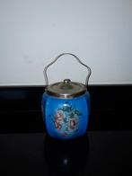 Antieke engelse blauwe koekjespot met rode klaprozen, Verzenden