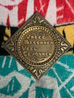 “Vroeg begonnen veel gewonnen” koperen wandbord, Antiek en Kunst, Antiek | Wandborden en Tegels, Ophalen of Verzenden