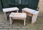 Krukjes of bijzettafeltjes van gerecycled steigerhout, Tuin en Terras, Tuinsets en Loungesets, Ophalen, Steigerhout