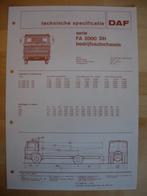 DAF FA 2000 DH Technische Specificatie folder 1975 – 4x2, Ophalen, Zo goed als nieuw, Overige merken, DAF Trucks