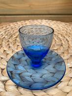 Blauw vintage glazen eierdopje., Ophalen of Verzenden
