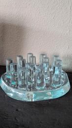 Vintage massief glazen theelicht Georgshütte Duitsland., Ophalen of Verzenden