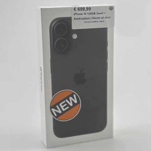 iPhone 16 128GB Zwart + Aankoopbon | Nieuw uit doos, Telecommunicatie, Mobiele telefoons | Apple iPhone, Zo goed als nieuw