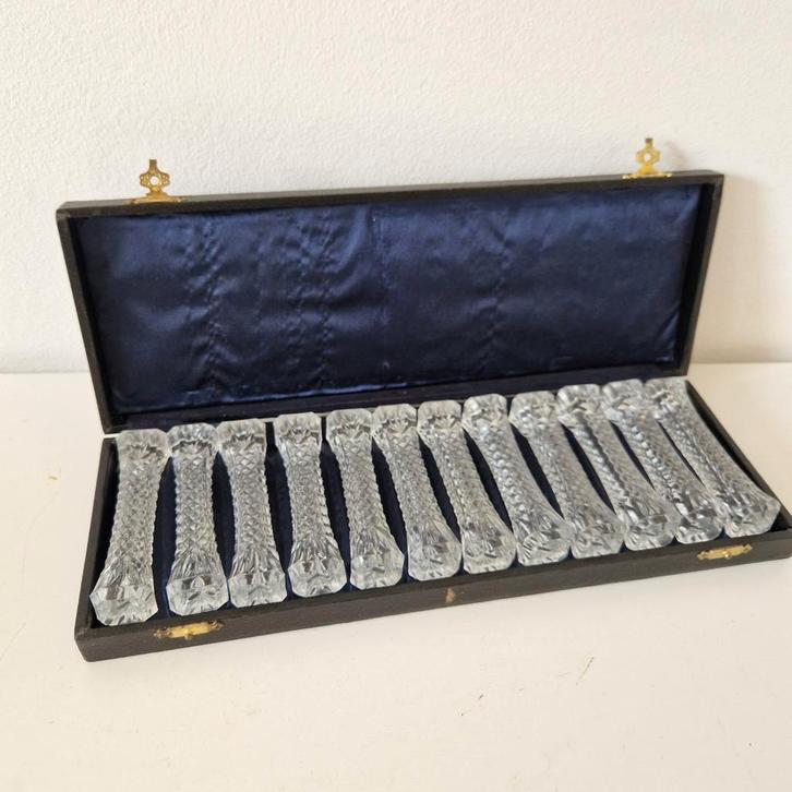 complete doos antieke messen leggers kristal, Antiek en Kunst, Antiek | Bestek, Ophalen of Verzenden