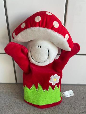 Handpop paddenstoel pluche rood met witte stippen herfst  beschikbaar voor biedingen