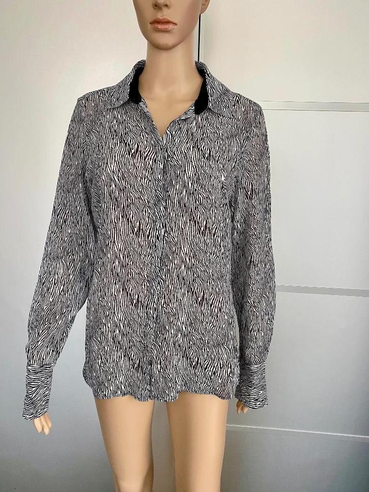 H153 Expresso maat 38=M blouse top wit/zwart, Kleding | Dames, Blouses en Tunieken, Zo goed als nieuw, Maat 38/40 (M), Wit, Ophalen of Verzenden