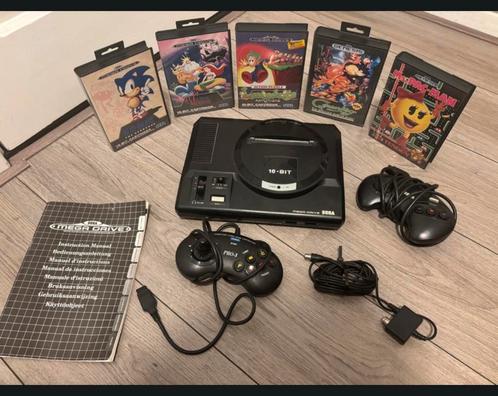 Sega mega drive console en spellen (geen adaptor), Spelcomputers en Games, Spelcomputers | Sega, Zo goed als nieuw, Mega Drive
