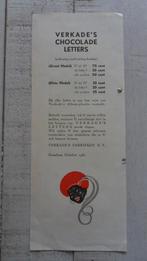Reclame folder Verkade chocolade letters (1932), Ophalen of Verzenden, Gebruikt, Overige typen
