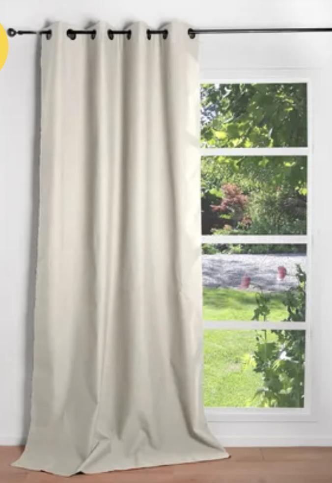 Verduisterend gordijnen (Helsinki ringen ecru 140x260cm), Huis en Inrichting, Stoffering | Gordijnen en Lamellen, Zo goed als nieuw