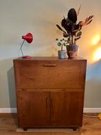 Vintage retro mahonie secretaire highboard kast, Gebruikt, Ophalen