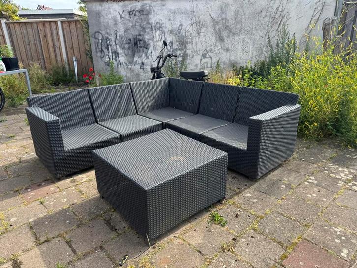 Loungeset zonder kussens Bieden of ruilen!!, Tuin en Terras, Tuinsets en Loungesets, Gebruikt, 7 zitplaatsen, Bank, Hocker, Stoel