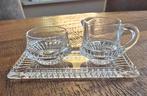 Kristallen suiker en melk stel met dienblad, Huis en Inrichting, Keuken | Servies, Overige typen, Ophalen of Verzenden, Overige stijlen