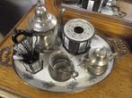 Een unieke mooie  thee / koffie set van porcelein en tin, Antiek en Kunst, Antiek | Tin, Ophalen of Verzenden