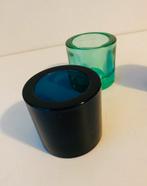 Iittala glazen waxinelicht-houders (3), Overige materialen, Gebruikt, Finland, Blauw