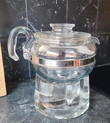 Pyrex Flameware theepot. Georgshütte theelicht. P/st €15,- beschikbaar voor biedingen
