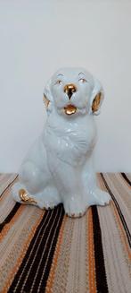 XXL Vintage beeld hond wit goud 35 cm, Verzamelen, Beelden en Beeldjes, Ophalen of Verzenden, Zo goed als nieuw, Dier