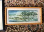 ingelijste aquarel – reflectie van bomen in water, Ophalen of Verzenden