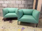Set fauteuils mint groen wollen bekleding, Huis en Inrichting, Fauteuils, Ophalen, Zo goed als nieuw, 50 tot 75 cm