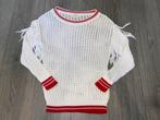Vicolo dames wit rood crochet gehaakte trui met fringe mt 38, Maat 38/40 (M), Boetiek, Wit, Ophalen of Verzenden