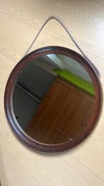 Vintage Deens design teak spiegel, Huis en Inrichting, Woonaccessoires | Spiegels, Ophalen, Minder dan 50 cm, Rond, Zo goed als nieuw