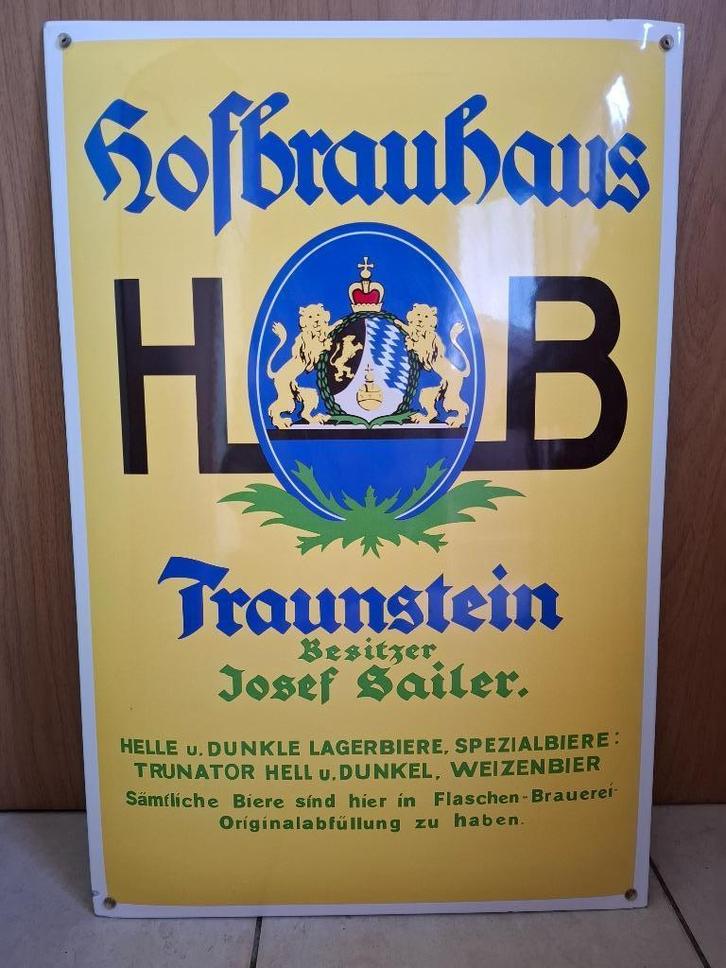 Emaillebord Hofbräuhaus München bier, Verzamelen, Biermerken, Nieuw, Reclamebord, Plaat of Schild, Overige merken, Ophalen of Verzenden