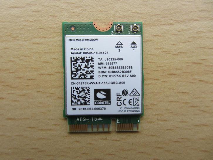 Intel 9462NGW Dual Band WLAN WiFi Wireless Card Bluetooth 5., Computers en Software, Laptop-opladers, Zo goed als nieuw, Ophalen of Verzenden