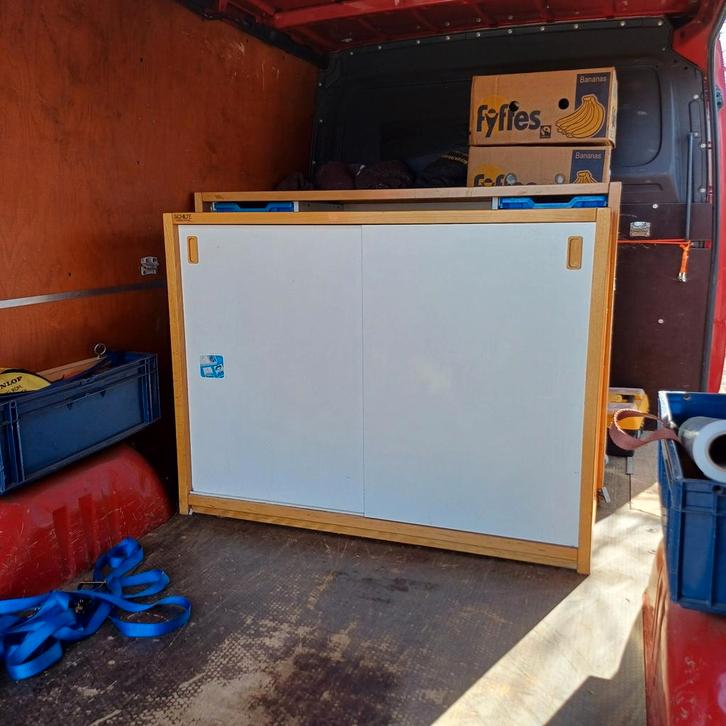 1 x vintage school atelier kast schuifdeuren kast schilte, Huis en Inrichting, Kasten | Dressoirs, Gebruikt, 25 tot 50 cm, Ophalen